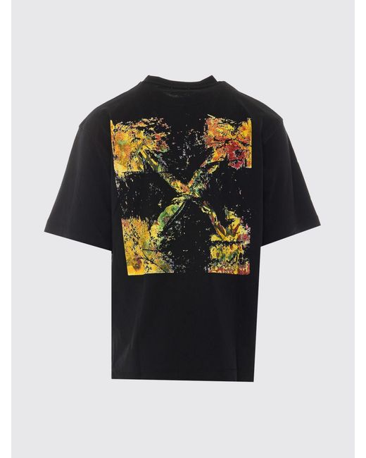 Off-White c/o Virgil Abloh Black Cotton Crewneck T-Shirt With Rear Arrow Logo Print for men