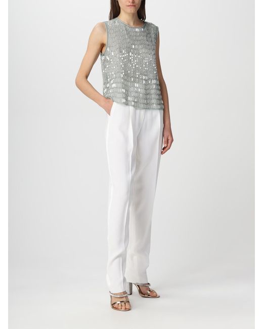 Emporio Armani White Pants In Viscose Blend