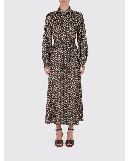 Max Mara Black Printed Silk Shirt Dress