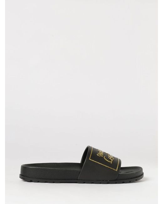 Versace Jeans Couture White Glitter Logo Rubber Sliders
