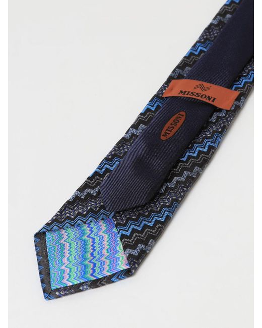 Cravatta in seta con motivo jacquard di Missoni in Blue da Uomo