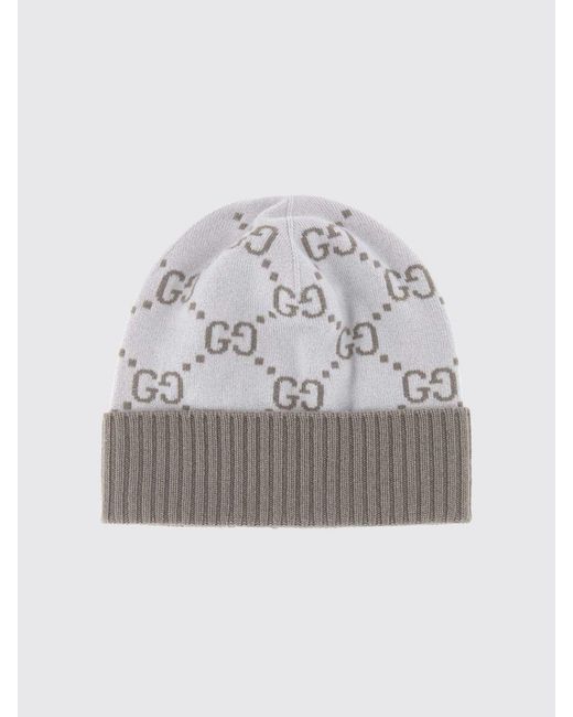Gucci Gray Gg Jacquard Monogram Cashmere Hat