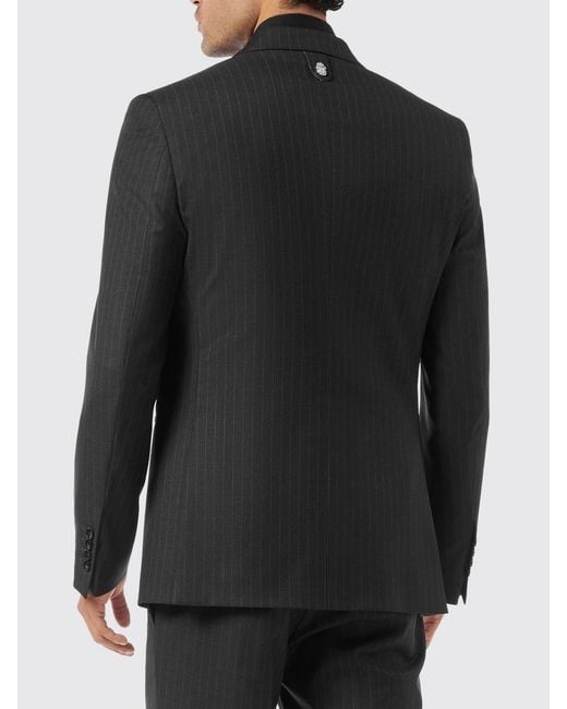 Billionaire Gray Pinstriped Single-Breasted Blazer for men