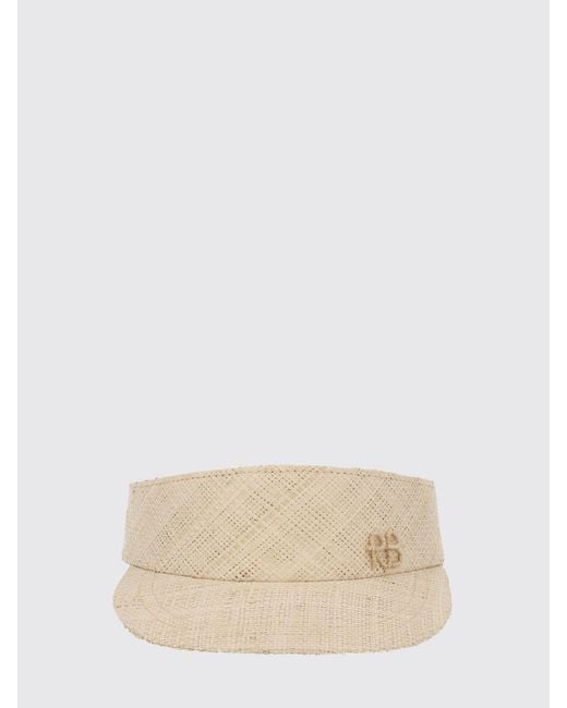 Ruslan Baginskiy Natural Raffia Straw Visor With Adjustable Strap And Tone-On-Tone Logo