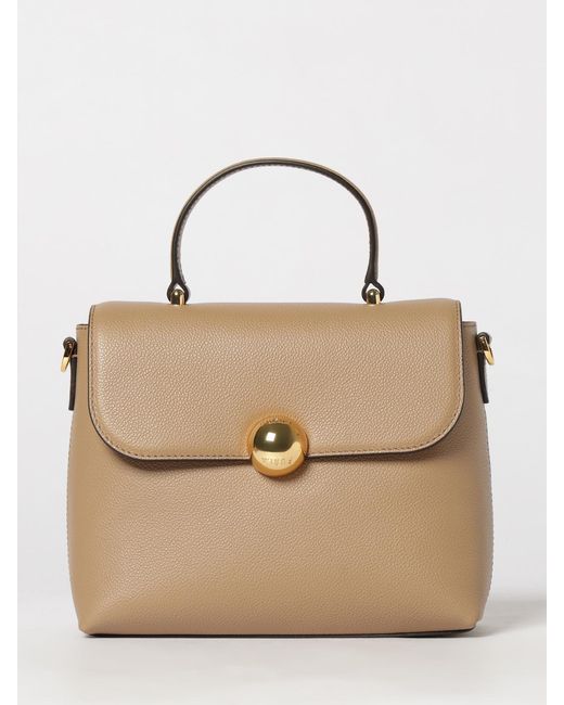 Furla Natural Moonlight Cowhide Leather Handbag By With Flap Closure