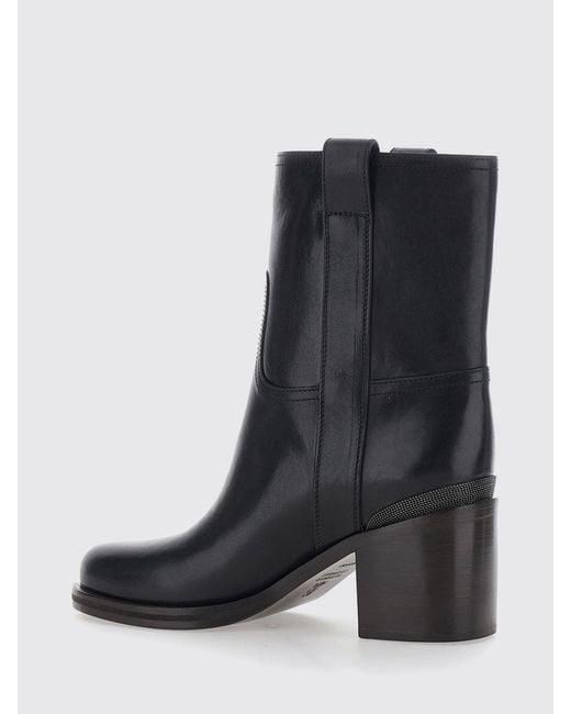 Brunello Cucinelli Black Flat Ankle Boot