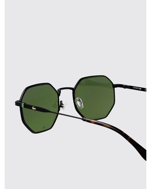 Lacoste Green Metal Aviator Sunglasses With Monogram And Adjustable Nose Pads for men
