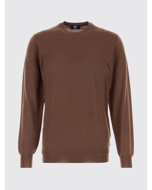 Fedeli Brown Virgin Wool Knit for men