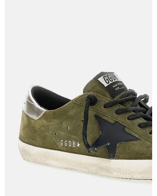 Golden Goose Deluxe Brand Green Super-Star Suede Sneakers With Distressed Effect for men
