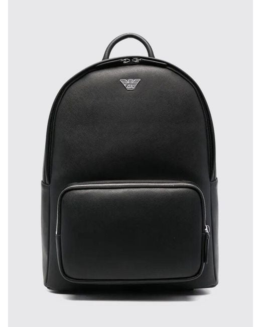 Emporio Armani Black Regenerated Leather Backpack for men