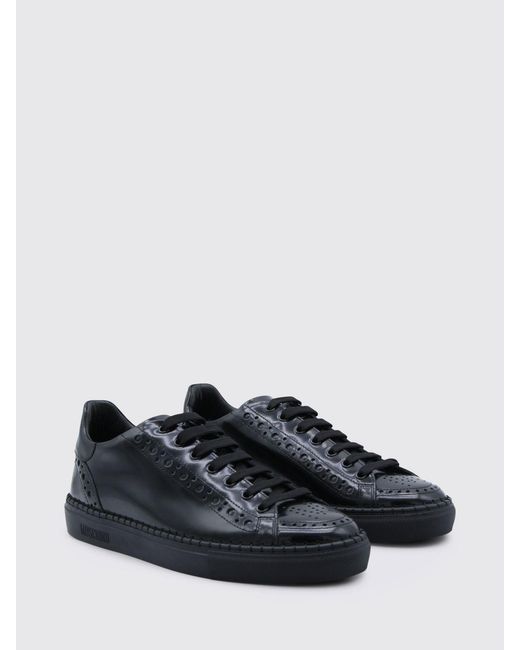 Moschino Couture Black Brushed Leather Brogue Sneakers for men