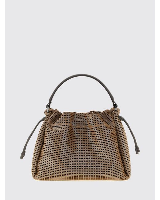 Brunello Cucinelli Brown Mellow Perforated Calfskin Leather Bucket Bag