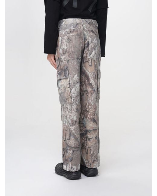 Represent Black Camouflage Print Cotton Cargo Pants for men