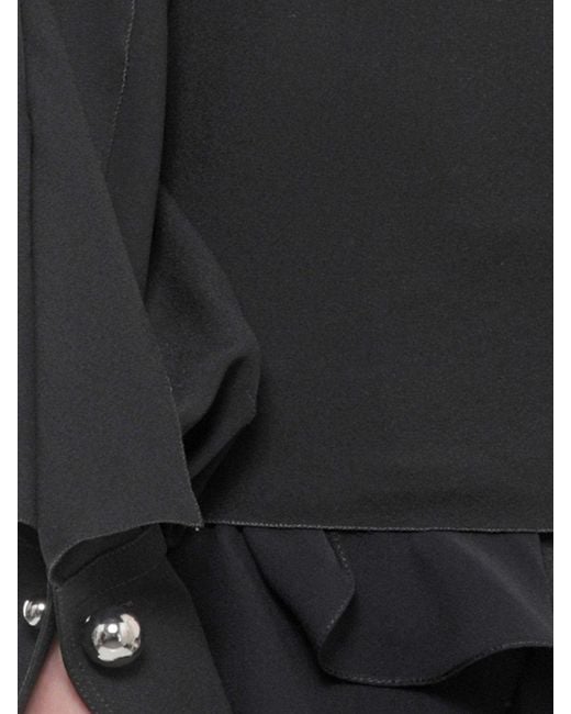 Lanvin Black Silk Blouse With Ruffles