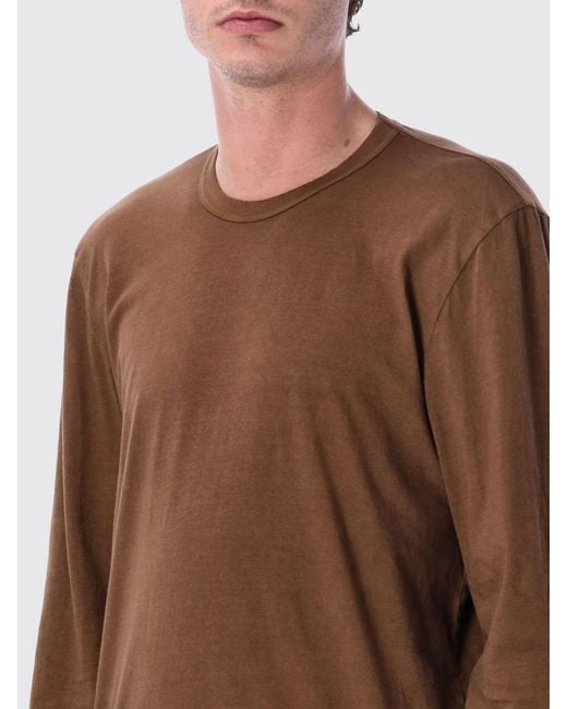James Perse Brown Crew-Neck Long-Sleeved T-Shirt for men