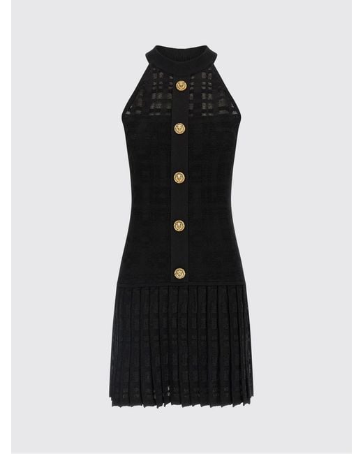 Balmain Black Viscose Blend Dress With Buttons