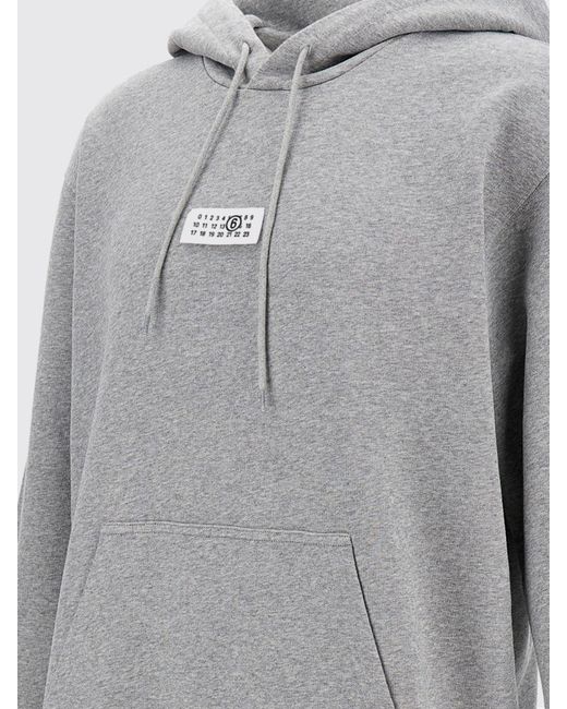 MM6 by Maison Margiela Gray Cotton Hooded Sweatshirt for men