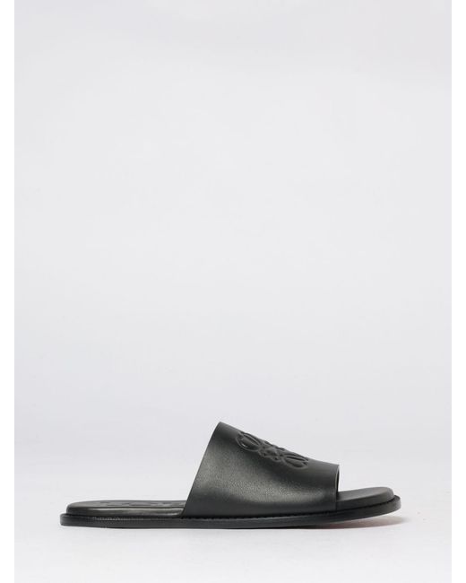 Loewe Black Anagram Flex Leather Sandals for men