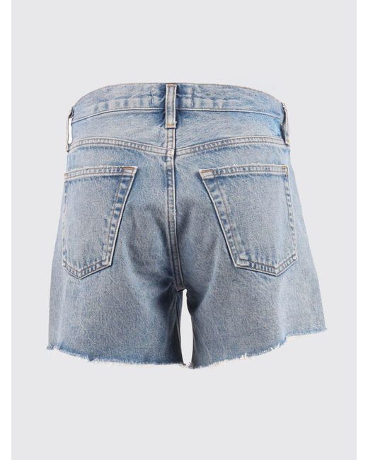 Agolde Blue High-Waisted Distressed Shorts
