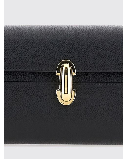 SAVETTE Black Symmetry Grained Calfskin Cross-Body Bag With Metal Closure