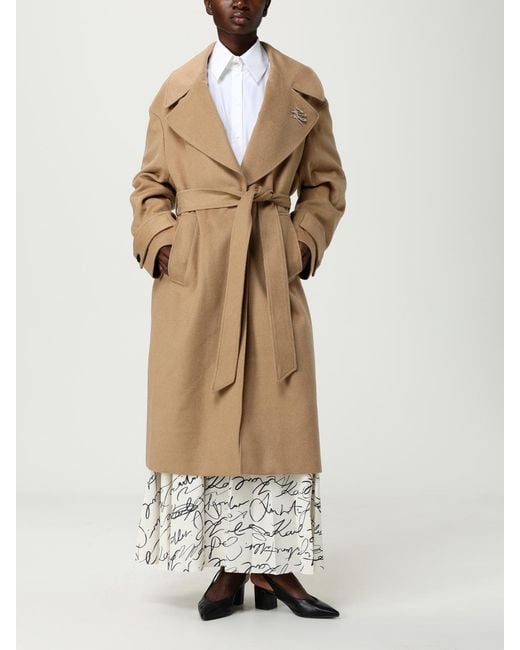 Karl Lagerfeld Natural Belted Coats