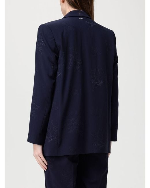 Twinset Blue Embroidered Viscose Single-Breasted Blazer