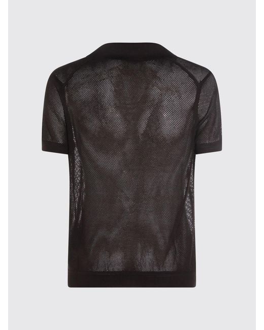 Tom Ford Black Cotton And Silk Polo Shirt for men