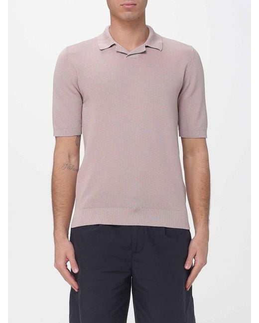 Eleventy Purple Cotton Knit Polo for men