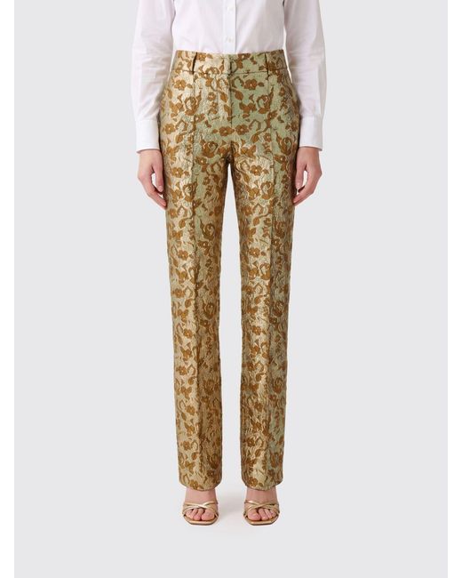 Des Phemmes Natural Abstract Jacquard Straight-Leg Trousers