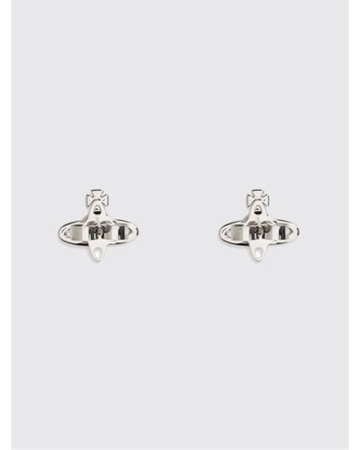 Vivienne Westwood Metallic Orb Logo Crystal Stud Earrings