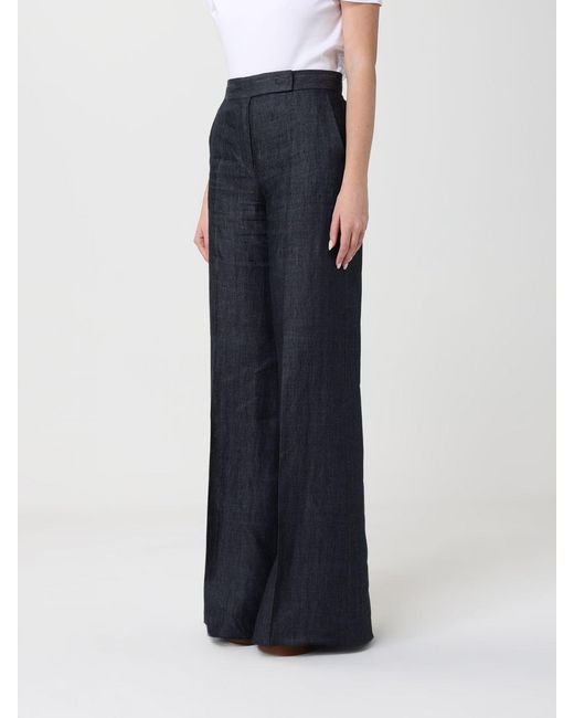 Max Mara Blue Deserto Linen Palazzo Trousers