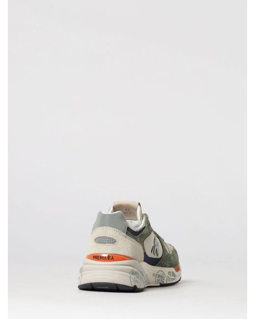 Premiata White Mase Suede And Canvas Sneakers for men