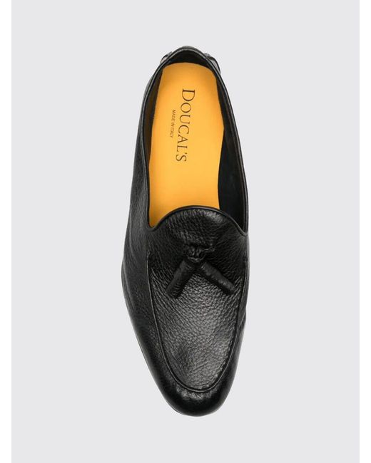 Doucal's White Hammered Leather Loafer With Tassels for men