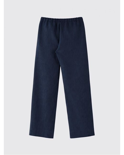 Max Mara Blue Linen Wide-Leg Trousers