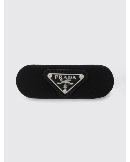 Prada Black Re-Nylon Hair Clip With Triangle Logo