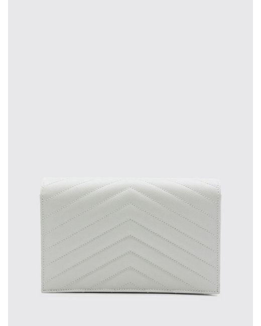 Saint Laurent White Envelope Cassandre Chain Wallet