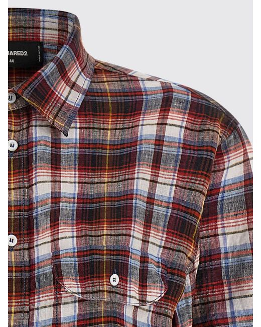 DSquared² Blue Check Linen Shirt