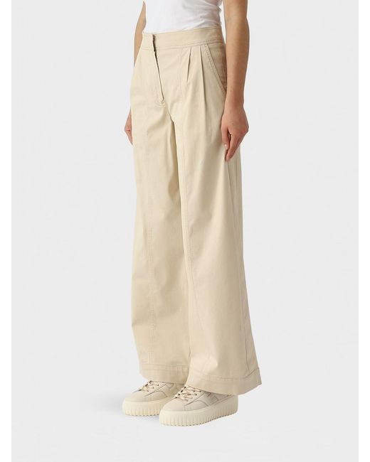 Max Mara Natural Strenna Wide Leg Stretch Cotton Trousers