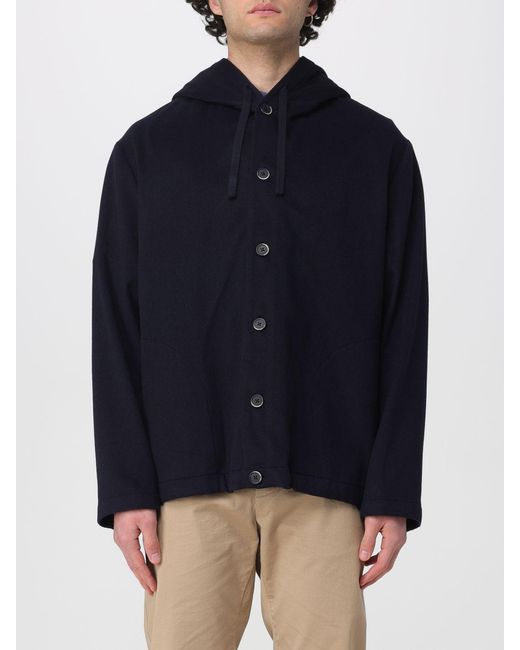 Barena Blue Cashmere Hooded Overshirt for men