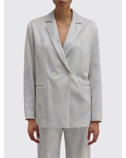 MACCAPANI Gray Double-Breasted Viscose And Cotton Blazer