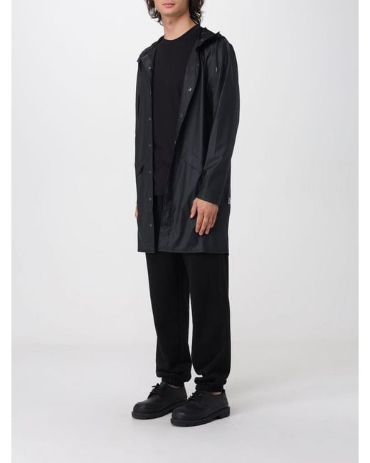 Rains Black Knee-Length Hooded Raincoat for men