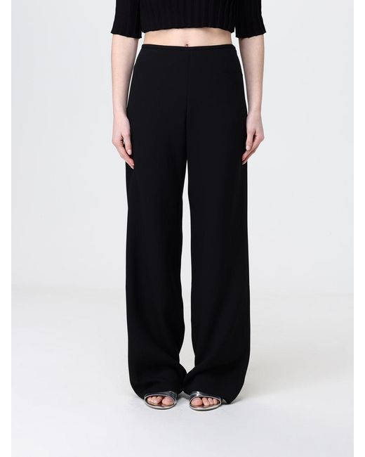 Emporio Armani Black Crepe Wide Leg Trousers