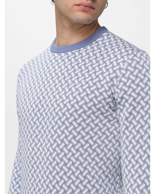 Drumohr Blue Micro Pattern Crew Neck Knit for men