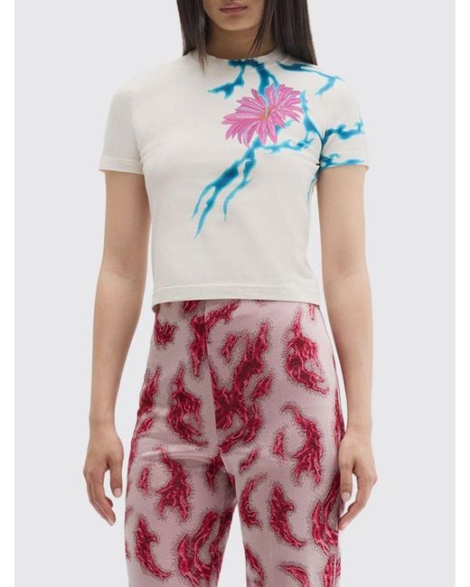 MACCAPANI White Printed Viscose T-Shirt