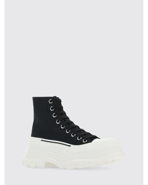 McQueen White Tread Slick Cotton Canvas Sneakers