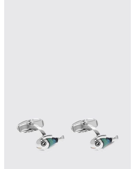 Paul Smith White Fish Enamelled Brass Cufflinks for men