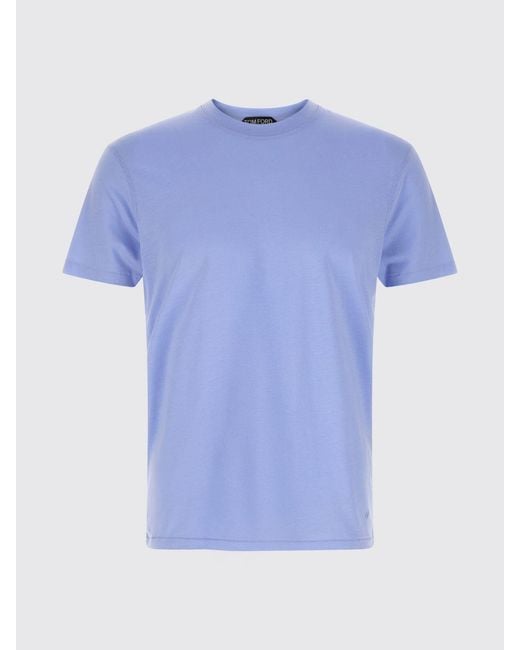 Tom Ford Blue Basic Cotton Blend T-Shirt for men