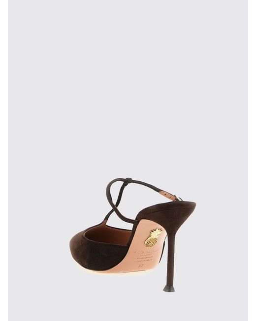 Aquazzura Brown Sorbonne Suede Mules