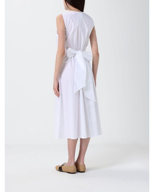 Twinset White Stretch Cotton Shirtdress