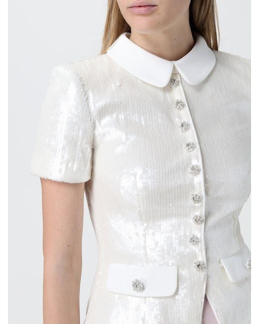 Chaqueta De Lentejuelas Self-Portrait de color White